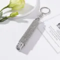 Elegant mini LED flashlight keychain with sparkling silver rhinestone finish and heart detail. - Without Battery / White