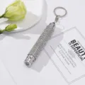 Elegant mini LED emergency flashlight keychain decorated with sparkling white rhinestones - With Battery / AB White