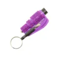 Purple rhinestone 2-in-1 car escape tool window breaker and seatbelt cutter - Purple