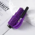Compact purple rhinestone-studded car safety hammer and window breaker for women - Purple