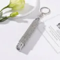 Elegant silver rhinestone covered LED mini flashlight keychain for outdoor emergency use - With Battery / White