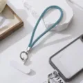 Detailed view of the sparkling light blue rhinestone phone wristlet lanyard - Lake Blue