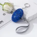 Blue rhinestone-encrusted personal safety alarm keychain for women's self-defense detail. - Sapphire Blue