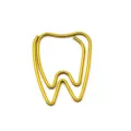 Gold tooth shaped metal paperclip, creative novelty stationery for document sorting. - Gold