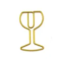 Gold wine glass shaped metal paperclip creative stationery clip for office documents and school notes. - Gold
