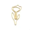 Golden tulip shaped metal paper clip cute floral bookmark office stationery supply item - Gold
