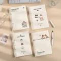 Cute A5 spiral notebook set with fluffy cat illustrations for students and office use. - Fluffy Paws Nook / A5 / 60 Sheets