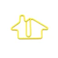 Cute yellow house shape metal paper clip, creative cartoon stationery for office and school use. - Yellow