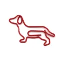 Red dachshund shaped metal paper clip, cute colored coated wire office and school stationery. - Red