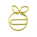 Cute creative orange shape metal paperclip, unique fruit stationery bookmark for office school. - Gold