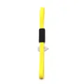 Yellow elastic book band bookmark with black PU leather loop and metal tag for reading. - Yellow