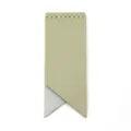 Minimalist light green faux leather bookmark, handmade stitched corner book marker for reading. - Green