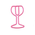 Pink wine glass shaped metal paperclip creative colored clip for office stationery documents - Pink