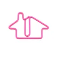 Cute pink house shaped metal paper clip, creative cartoon stationery variant for office use. - Pink