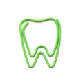 Cute tooth-shaped colorful metal paperclip creative office stationery for document sorting - Green