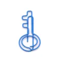 Blue key shaped metal paper clips creative office stationery for document organization - Blue