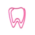 Pink tooth-shaped metal paperclip, creative office stationery and document organizer. - Pink