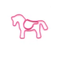 Creative horse-shaped decorative metal paperclip in bright pink plastic coating for office - Pink