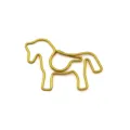 Horse-shaped yellow plastic-coated metal wire paper clip for stationery - Gold