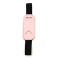 PU leather single pen holder elastic band notebook pen pouch strap with cute heart cutout design - Pink