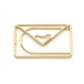 Gold envelope shaped metal paper clip, cute heart bookmark stationery office file clip - Gold