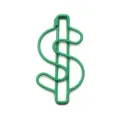 Green dollar sign shaped metal paperclip, cute creative stationery desk accessory clip - Green