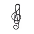 Black music note metal paper clip, creative treble clef bookmark for office and school use. - Black