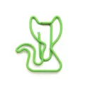 Green cat shape metal paperclip cute animal shaped stationery paper clip for office school - Green