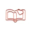 Rose gold metal book shape paperclip, cute heart bookmark for office stationery and school study. - Rose Gold