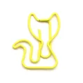 Cute cat shaped metal paper clips, colorful iron shaped stationery paperclip for office. - Yellow