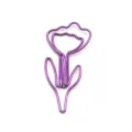 Purple flower shaped metal paper clip, cute creative stationery bookmark for files. - Purple