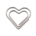 Metal heart paper clip, double heart shape wire clip, cute office stationery organizer. - Silver