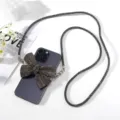 Dettaglio del fiocco di strass scintillanti su un cordino per cellulare - Strass Grigio Trasparente