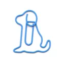 Cute blue dog shaped metal paper clip, creative plastic coated stationery paperclip. - Blue