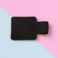 Black PU leather adhesive pen loop holder elastic band for notebook tablet diary variant. - Black