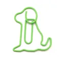 Creative green dog shaped paper clip, cute metal wire coated stationery for office use. - Light Green