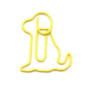 Cute yellow sitting dog shaped paperclips, creative metal plastic coated clips for office school use. - Yellow