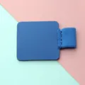 Blue leather adhesive pen holder for notebook, elastic loop pencil sleeve, minimalist PU pen clip. - Dark Blue
