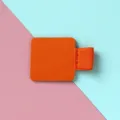 PU leather self-adhesive pen holder with elastic loop for notebook tablet diary office - Orange