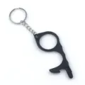 Black zinc alloy non-contact door opener EDC multi-functional tool with keychain - Black
