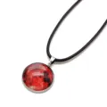 Collana con ciondolo galassia rossa in vetro e cordino in pelle nera di qualità - Galassia Rossa