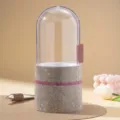 Elegant rhinestone makeup brush organizer with transparent capsule dustproof cover - White