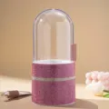 Elegant pink rhinestone makeup brush organizer with a clear protective dome lid - Pink
