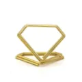 Gold metal diamond shaped memo clip card holder photo stand for wedding table decor. - Gold