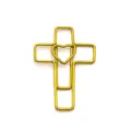 Gold cross and heart shaped metal paperclip decorative bookmark cute office stationery clip - Gold