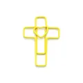 Yellow cross heart shape metal paperclip, creative cute office bookmark stationery supply. - Yellow