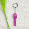 Miniature purple key-shaped folding knife keychain for opening packages outdoors - Pink