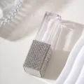 Flacone per lucidalabbra quadrato ricaricabile con tappo in strass argento scintillante - Bianco