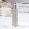 Detail of 10ml rhinestone perfume atomizer travel spray bottle with silver cap. - 10ml / AB White