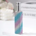 Detail of 10ml travel perfume spray bottle with blue and pink rhinestones - 10ml / Royal Blue